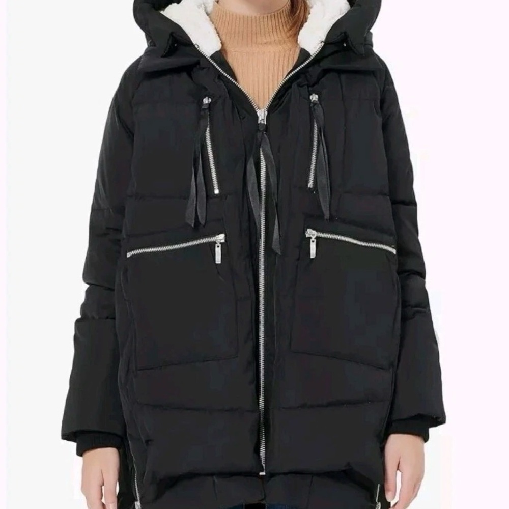 Orolay Womens Black Hooded Puffer thickened down warm winter coat Jacket XS-2